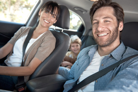 Family in car