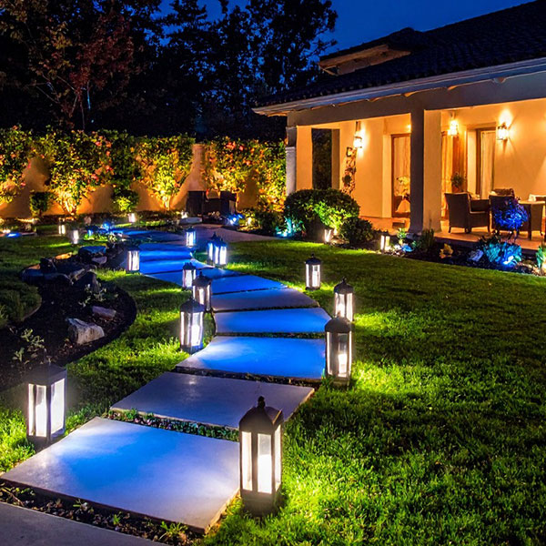 Photograph of LED landscape lighting.