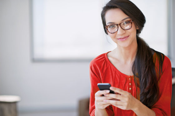 Woman glasses mobile