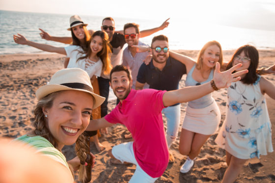 A group of young people at the beach