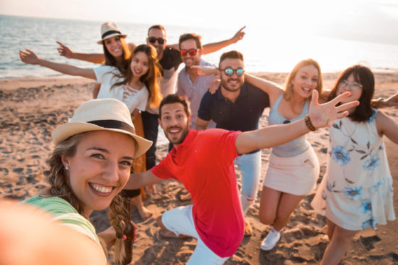 Group beach fun join