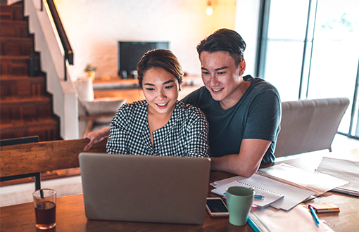 adult couple on computer