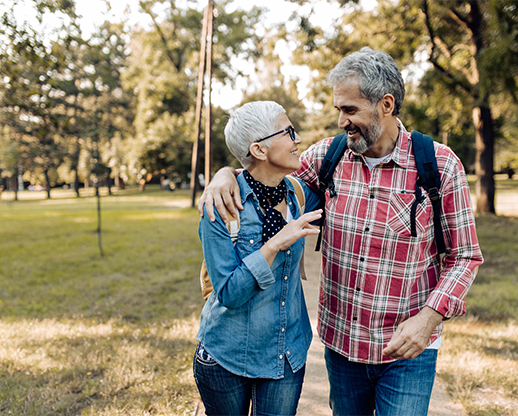 mature couple walking outside