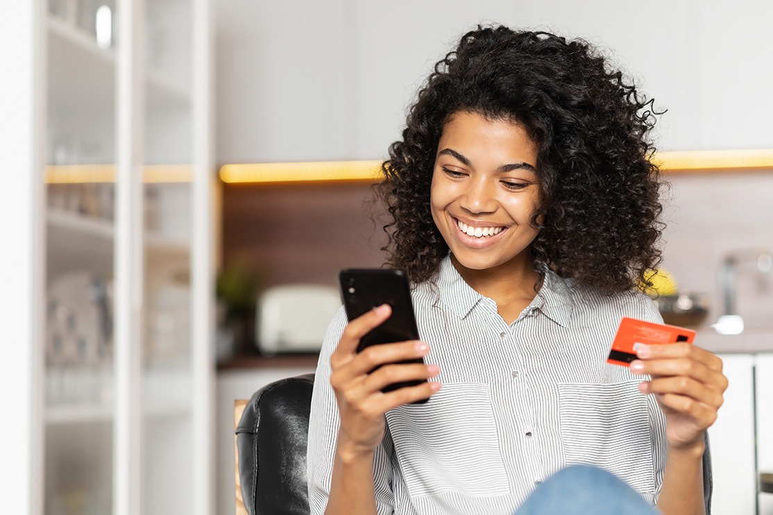 young woman credit card