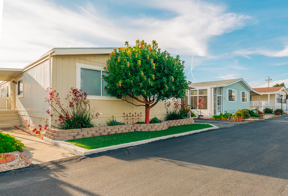 Mobile home park community in small beach town in California.
