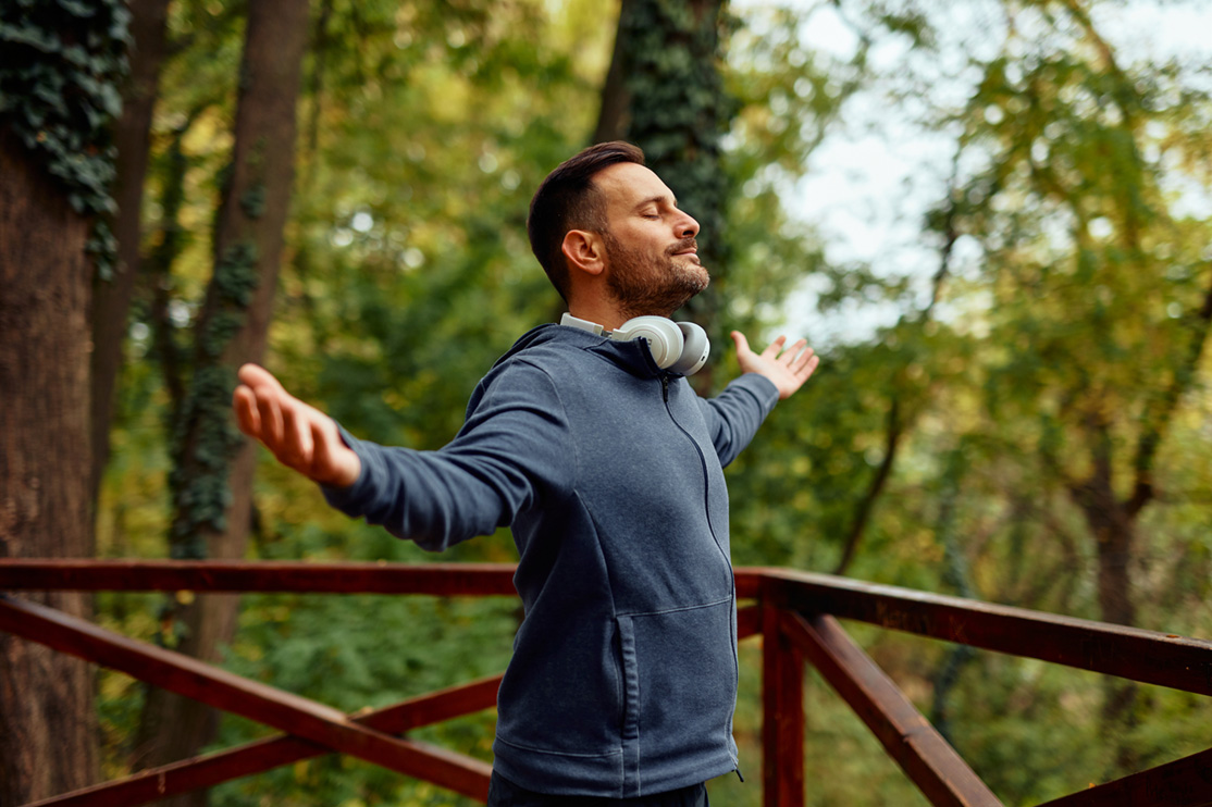 man relaxing in park