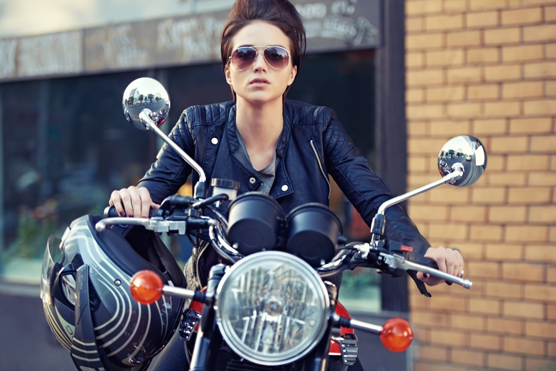 woman on motorcycle