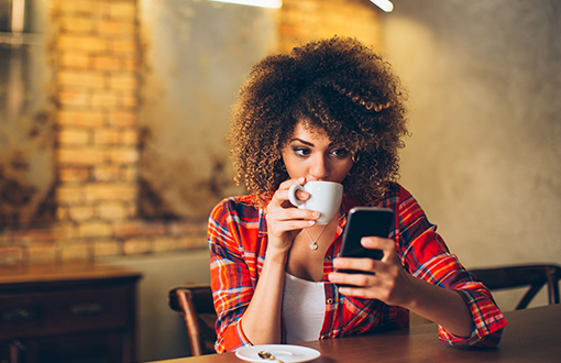 coffee phone woman