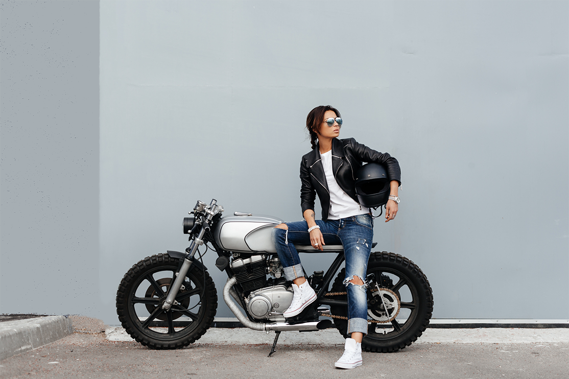 woman on motorcycle